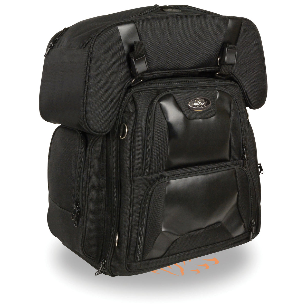 HighwayLeather Textile Combo Two Piece Sissy Bar Bag for bikers, 16x17x11x23 inches, durable motorcycle storage accessory