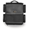 Milwaukee Leather PVC sissy bar bag with four bonus outer pockets, 18 x 18.5 x 10.5 inches, for motorcycle storage.