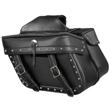 Zip Off PVC Studded Throw Over Saddle Bag w/ Double Strap Front (14.5X9.5X6X19.5) - HighwayLeather