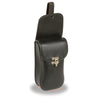 Dynamicleather PVC cell phone and cigarette holder with bag hook, clasp closure, designed as a cup/phone mount, black color.