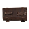 Antique brown PVC tool bag with two buckles and quick release, designed for clip, thigh, or fan use by HighwayLeather.