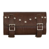 Two Buckle Antique Brown PVC Studded Tool Bag w/ Quick Release (10X4.5X3.25) - HighwayLeather
