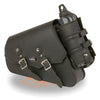Dynamicleather right side PVC swing arm biker bag with bottle holder, interior gun and ammo holster, 13x7x3 inches