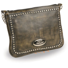 Ladies Chain Strap Riveted Shoulder Bag w/ Gun Pocket - HighwayLeather