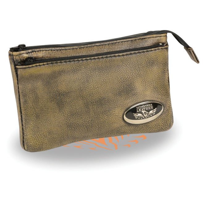 Black HighwayLeather ladies zipper closure shoulder bag with clip, thigh, and fan bag styles, featuring a sleek design and versatile carry options.