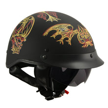 MPH DOT Helmet w/ Drop Sun Visor Web & Skull Graphic Matte - HighwayLeather