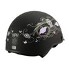 MPH DOT Helmet w/ Drop Sun Visor Sugar Skull Graphic Shiny Black - HighwayLeather