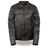Women's crossover textile scooter jacket with reflective skulls by HighwayLeather, featuring a stylish design and protective fit.