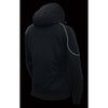 Women's soft shell heated racing style jacket with detachable hood by HighwayLeather, shown with front view and stylish design.