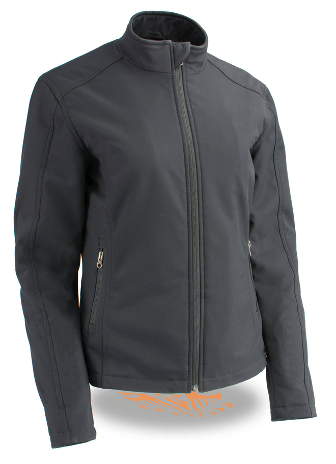 Women’s HighwayLeather waterproof soft shell jacket with zipper front, lightweight and comfortable for outdoor wear.