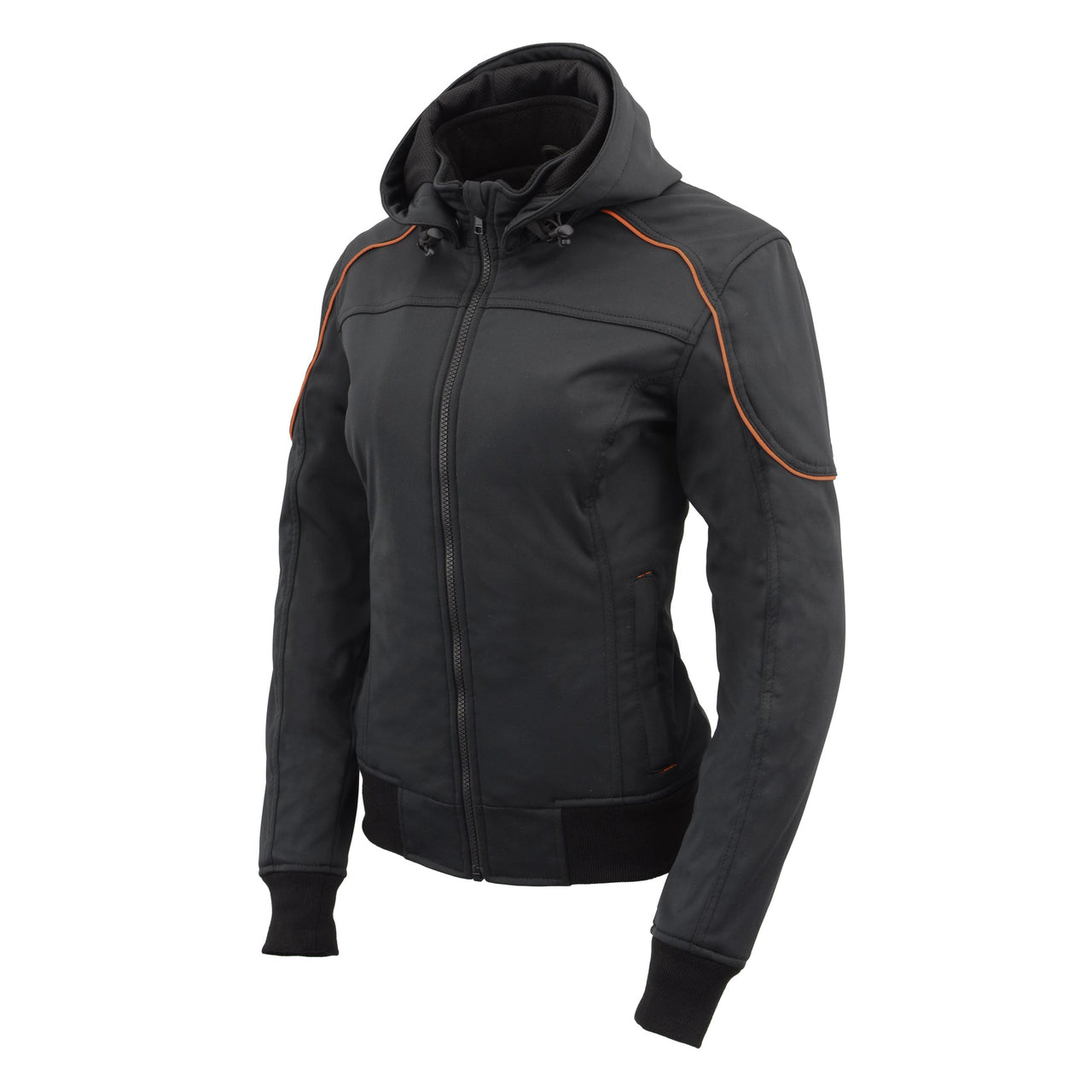 Women Soft Shell Armored Racing Style Jacket with Detachable Hood ...