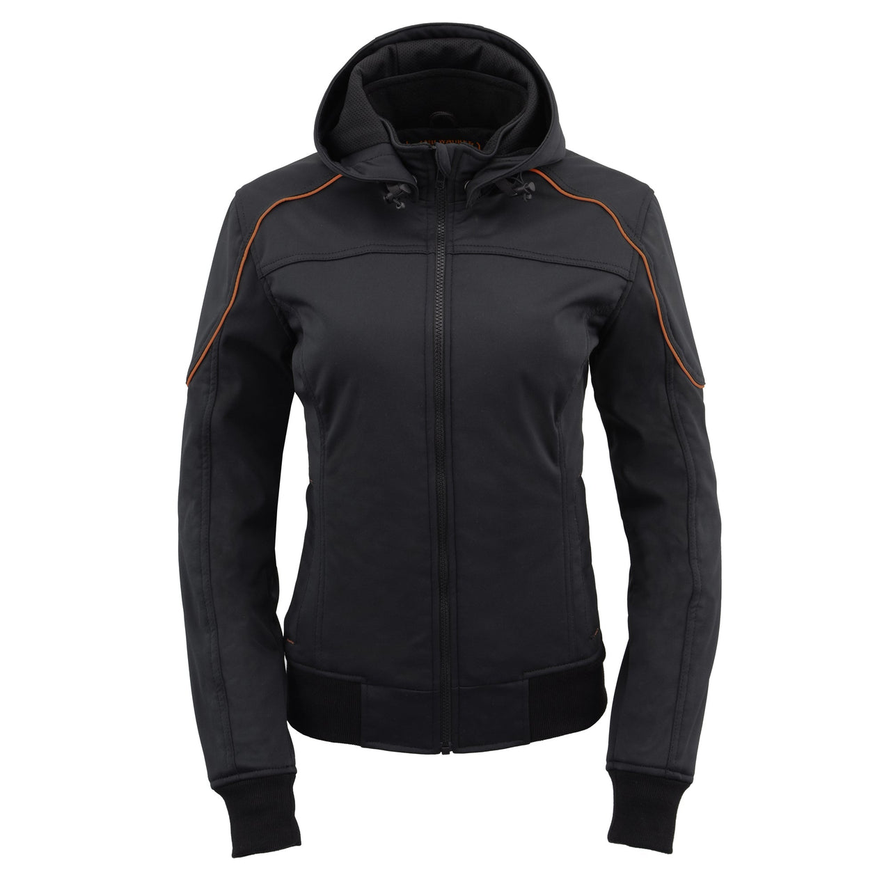Women Soft Shell Armored Racing Style Jacket with Detachable Hood ...