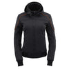 Women Soft Shell Armored Racing Style Jacket with Detachable Hood - HighwayLeather