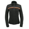 Women Micro Fleece Zipper Front Jacket w/ Orange Stripe - HighwayLeather
