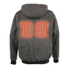 Men's heated hoodie by Dynamicleather with zipper front, featuring front and back heating panels for warmth.