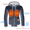 Mens Zipper Front Heated Hoodie w/ Front & Back Heating Elements - HighwayLeather