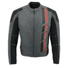 Mens Black & Grey Mesh Armored Racing Jacket w/ Racing Stripes - HighwayLeather