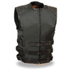 Men's Zipper Front Assault Leather/Textile Vest - HighwayLeather