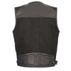 Men's Leather & Canvas Zipper Front Super Utility Multi Pocket Vest - HighwayLeather
