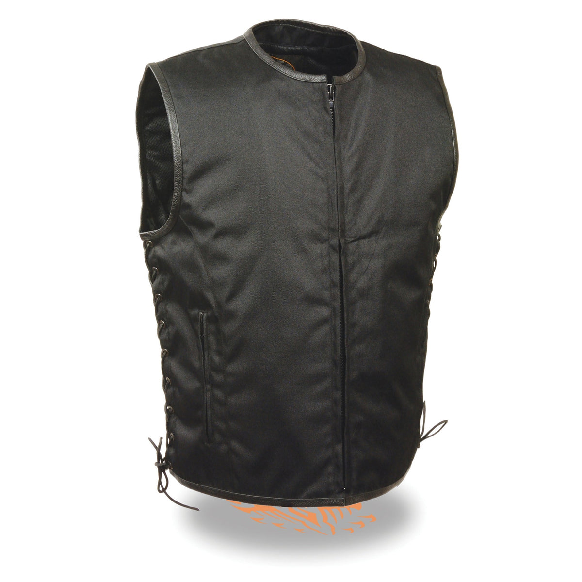 Men's textile zipper-front side lace vest by HighwayLeather, featuring a stylish design and zipper closure.