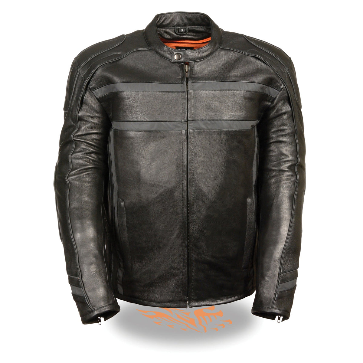 Men's reflective band and piping scooter jacket by HighwayLeather, featuring stylish design and durable material for riding safety.