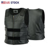 Men’s Black Leather Motorcycle Vest – Tactical Style | HL11643Black
