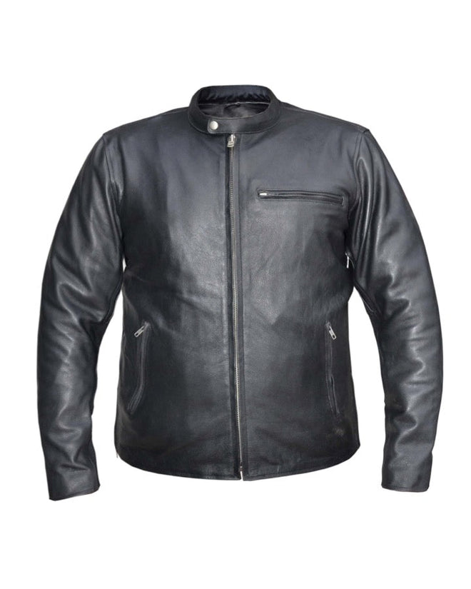 Men's black motorcycle scooter jacket by Dynamicleather, featuring durable material and stylish design for riding comfort.