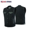 Biker Club-Style Black Denim Anarchy Vest with Utility Pockets on Both Sides | HL21689BLACK