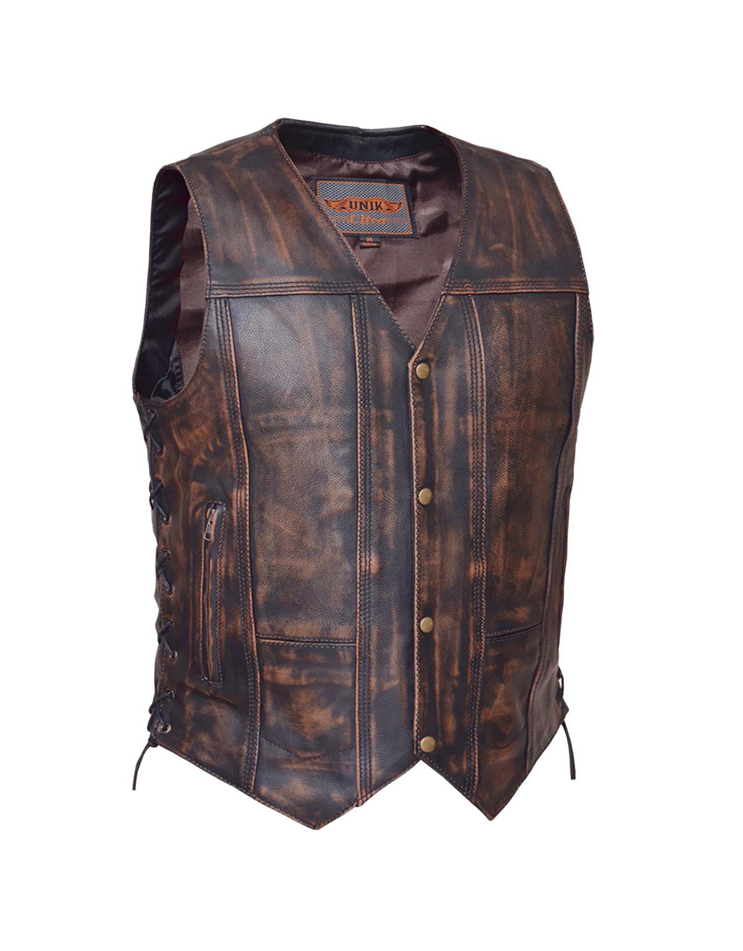 Men's Ultra Nevada Brown 10-Pocket Motorcycle Vest HighwayLeather