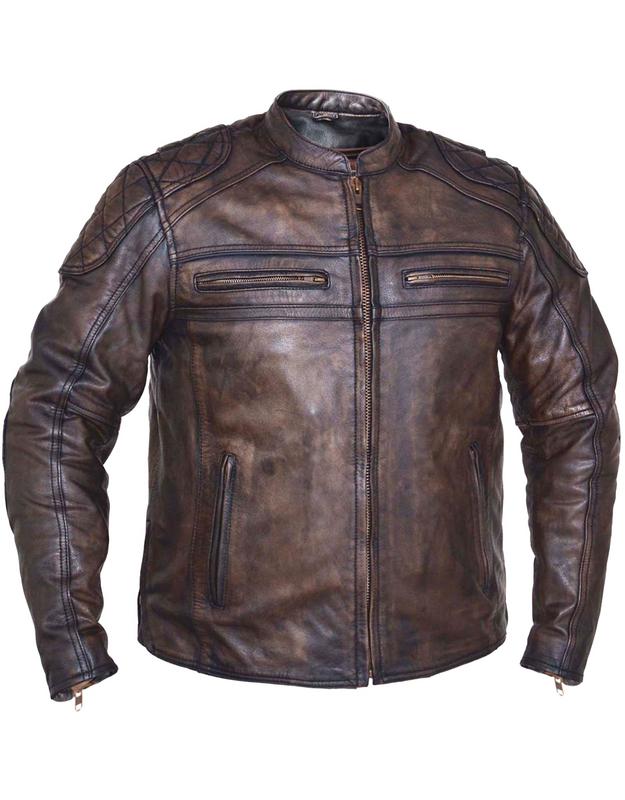 Men's brown premium leather motorcycle jacket by Dynamicleather, featuring classic design and durable craftsmanship.