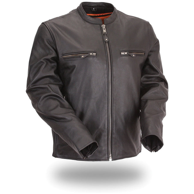 Men's full side stretch scooter jacket by HighwayLeather, stylish men's jacket with a sleek design and side stretch for comfort.