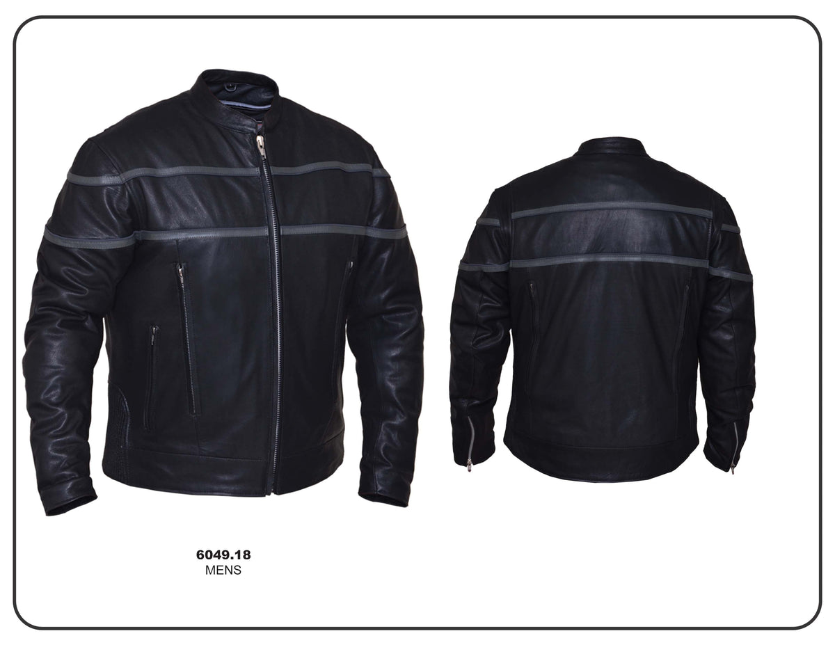 Men's lightweight grey motorcycle jacket by DynamicLeather, stylish and durable men's jacket for riding.