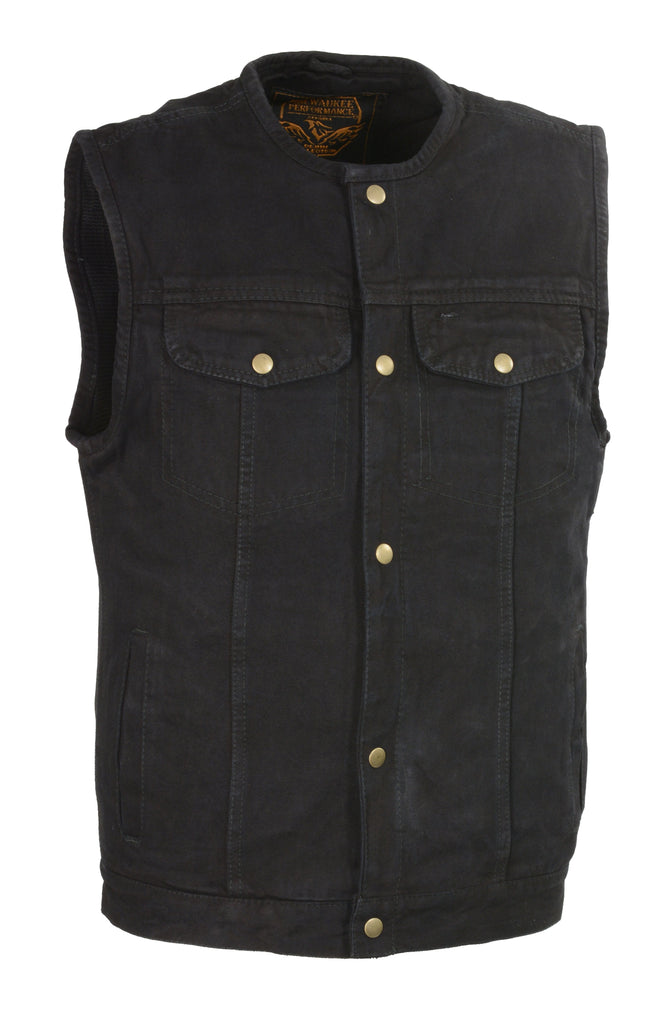 Men's Snap Front Denim Club Vest with Utility Pocket
