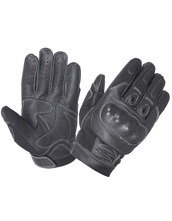 Men's full finger leather gloves with knuckle armor from Dynamicleather, showcasing durable leather material and protective knuckle design.