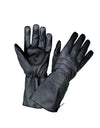 Men's leather gauntlet gloves by Dynamicleather, showing durable black leather with reinforced stitching and extended cuff design.