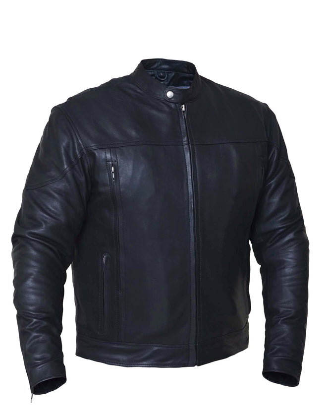 Men's lightweight motorcycle jacket by DynamicLeather, showing sleek design and durable material for motorcycle riding.
