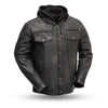 Men's leather motorcycle jacket by HighwayLeather, featuring a rugged men's leather shirt design with detailed stitching and classic style.