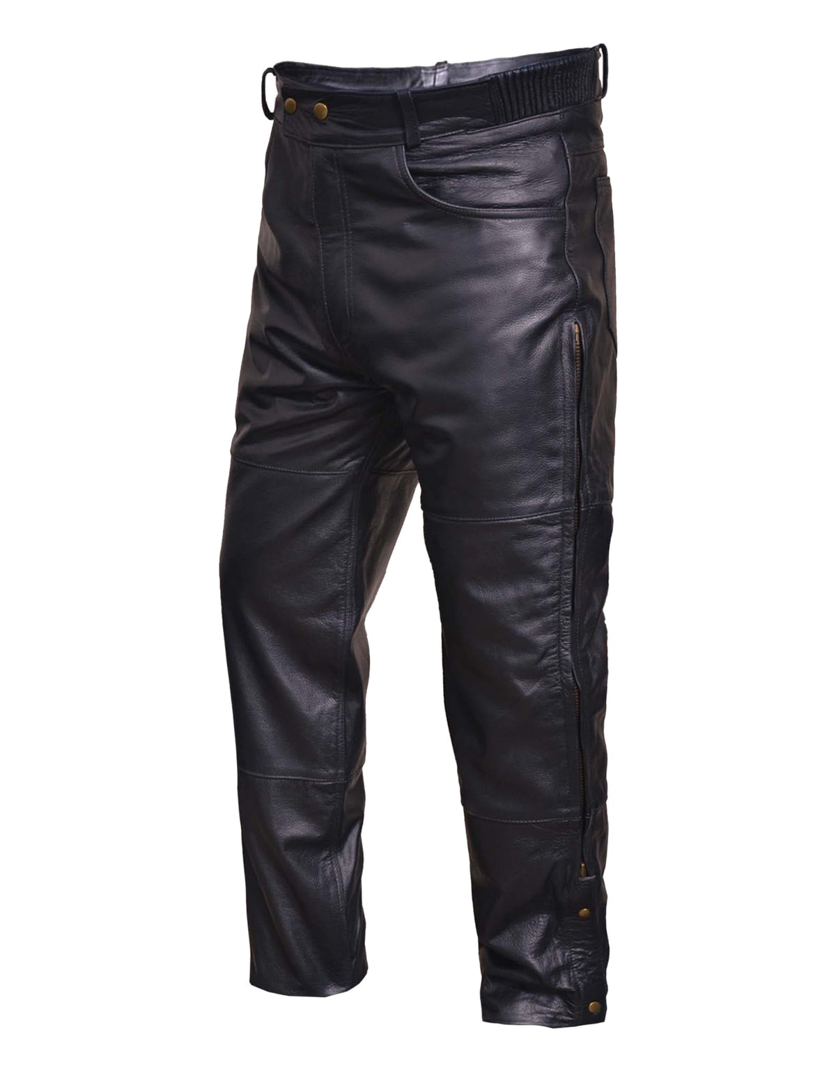 Men's premium leather chaps overpants by Dynamicleather, featuring durable design and classic styling for riding or outdoor activities.