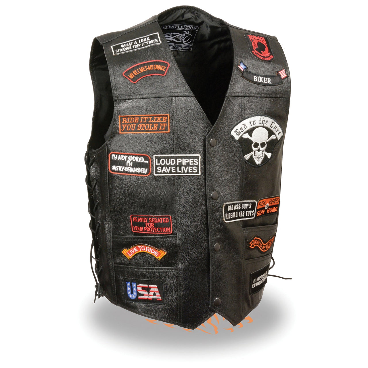 Skull Side Lace Vest Extender - 6 Pack Biker Harley Motorcycle Jacket