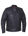 Men's premium leather motorcycle jacket from Dynamicleather, featuring a classic design with detailed stitching and a front zipper.