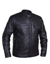 Men's premium leather motorcycle jacket by Dynamicleather, featuring a sleek design, front zipper, and classic motorcycle style.