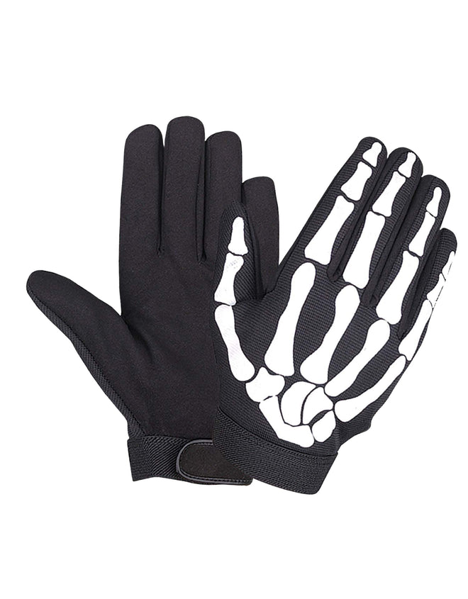 Men's mechanic gloves with a skeleton design from Dynamicleather, featuring durable material and detailed skeletal print.