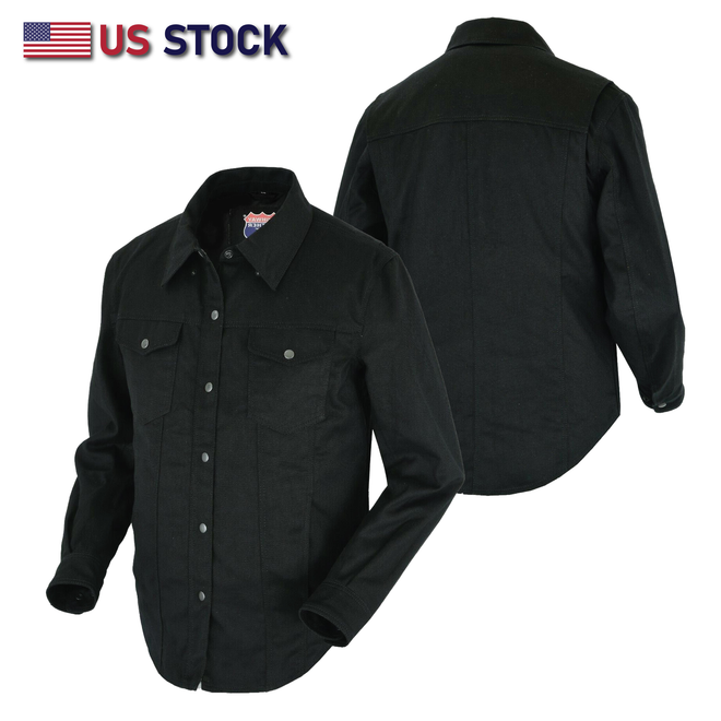 Biker Club-Style Twill Shirt with Utility Pockets | HL21403