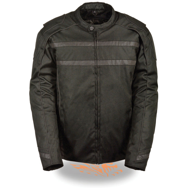 Men's vented textile jacket by HighwayLeather featuring high visibility reflective strips and a breathable design.
