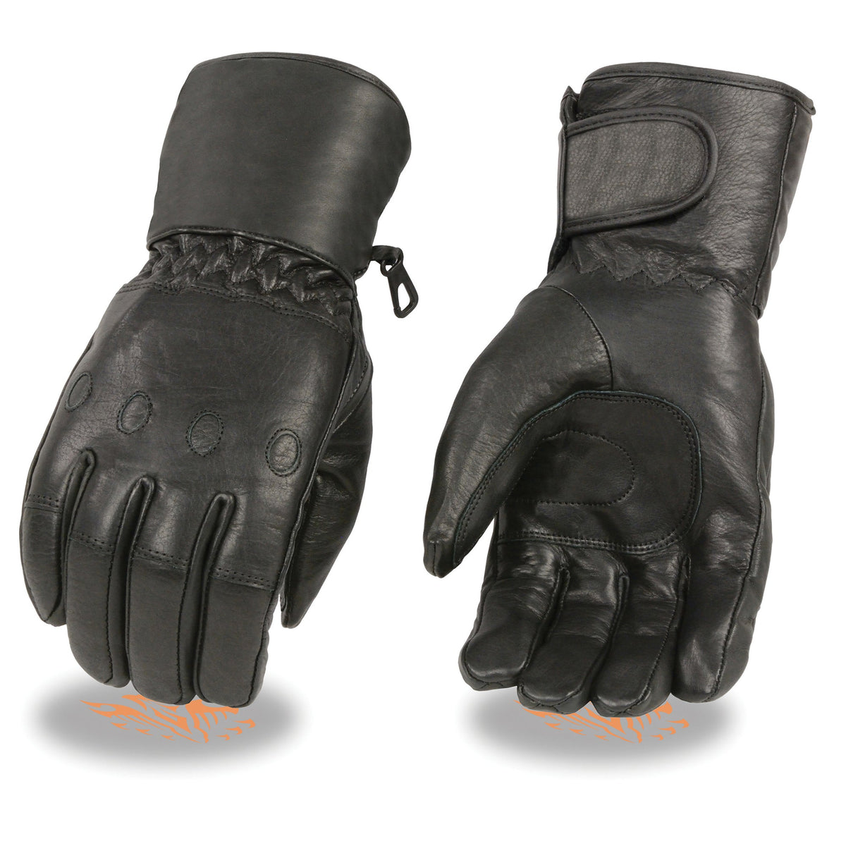 Men's waterproof gauntlet gloves by Dynamicleather with cinch wrist for secure fit and protection from wet conditions.