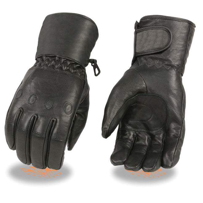 Men's waterproof gauntlet gloves by Dynamicleather with cinch wrist for secure fit and protection from wet conditions.