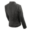 Women's mandarin scuba collar jacket with quilted shoulders and cuff. - HighwayLeather