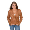 Ladies m/c look double side set buckles jacket with quilting. - HighwayLeather