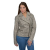 Women's distressed look asymmetrical moto jacket by HighwayLeather, featuring rugged style and edgy design.
