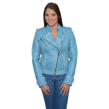 Women's Sheepskin Asymmetrical Moto Jacket w/ Studding - HighwayLeather